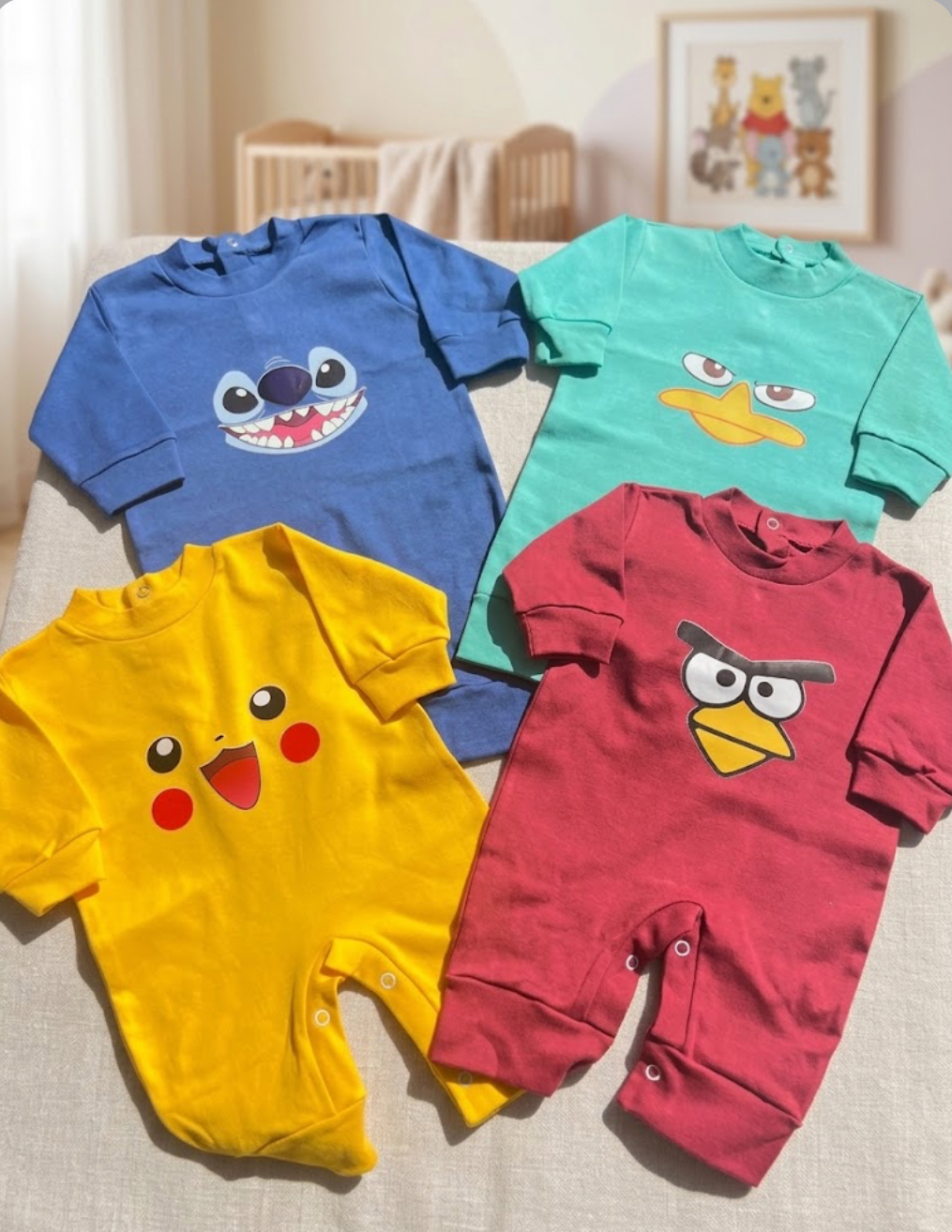 👶💖 طقم بيبي 4 قطع ألوان مختلفة